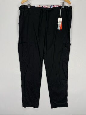 Koi Stretch Scrubs Pants Women’s XL Regular Black Lindsey Cargo Medical NWT